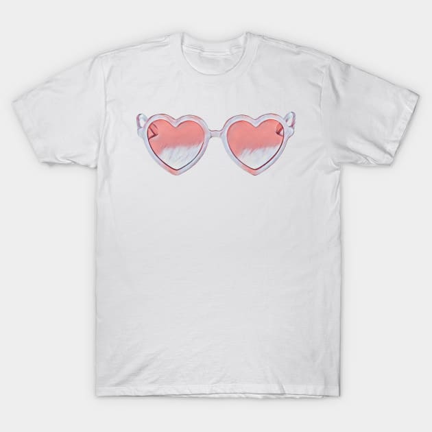 Heart Shaped Sunglasses T-Shirt by BloomingDiaries